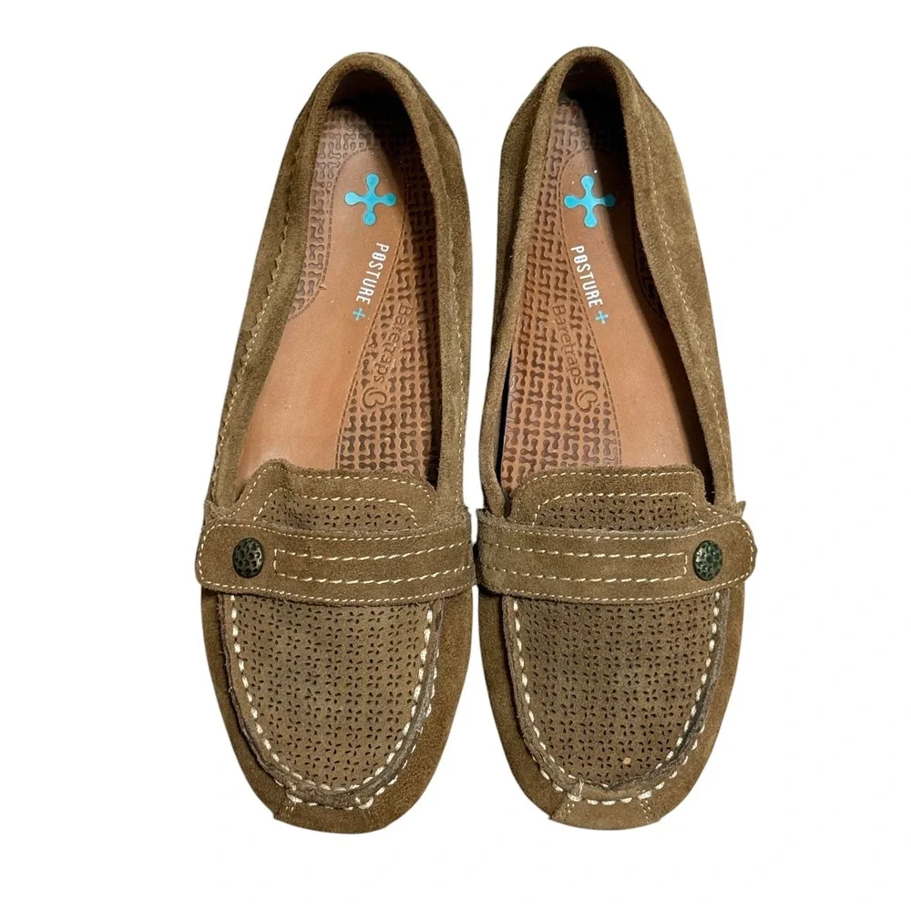 Baretraps Oakes Golden Whiskey Suede Posture+ Perforated  Loafers Womens 7.5M